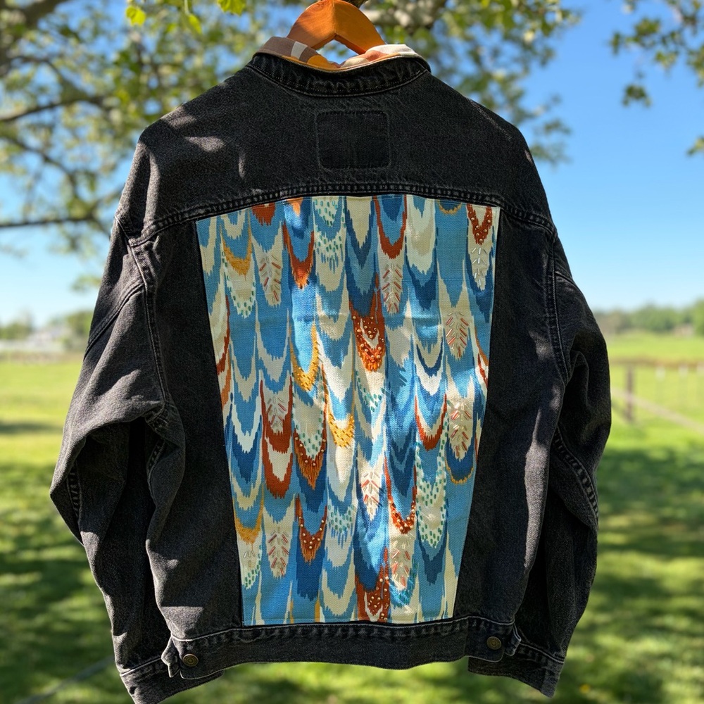 Handmade Beaded Embellished Levi’s Jacket Black L